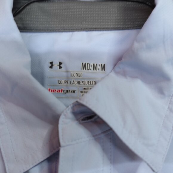 Under Armour Shirt Medium Blue Button Front Vented - Picture 3 of 9